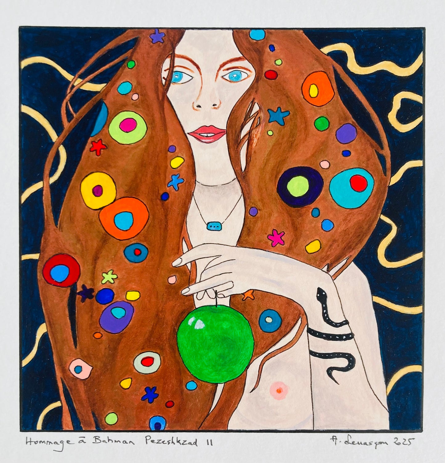 Hommage à B. Pezeshkzad I- 15x15cm (format peinture) -33x33cm (format encadré bois noir)