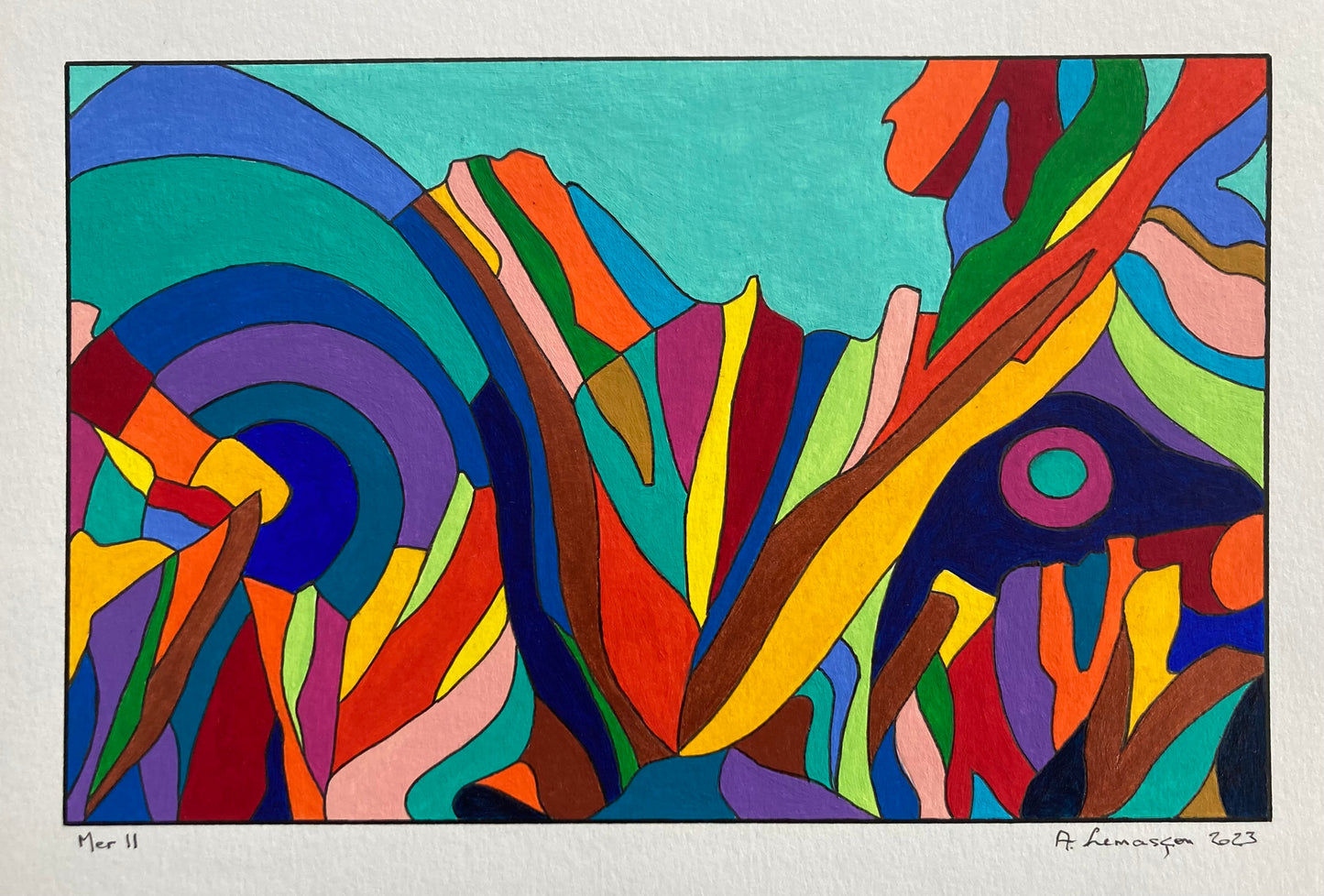 La Mer, série de 3 tableaux (36x25;22x14;28x18cm, format peinture) -(51x31;41x31;41x31cm, format encadré Alu Nielsen)