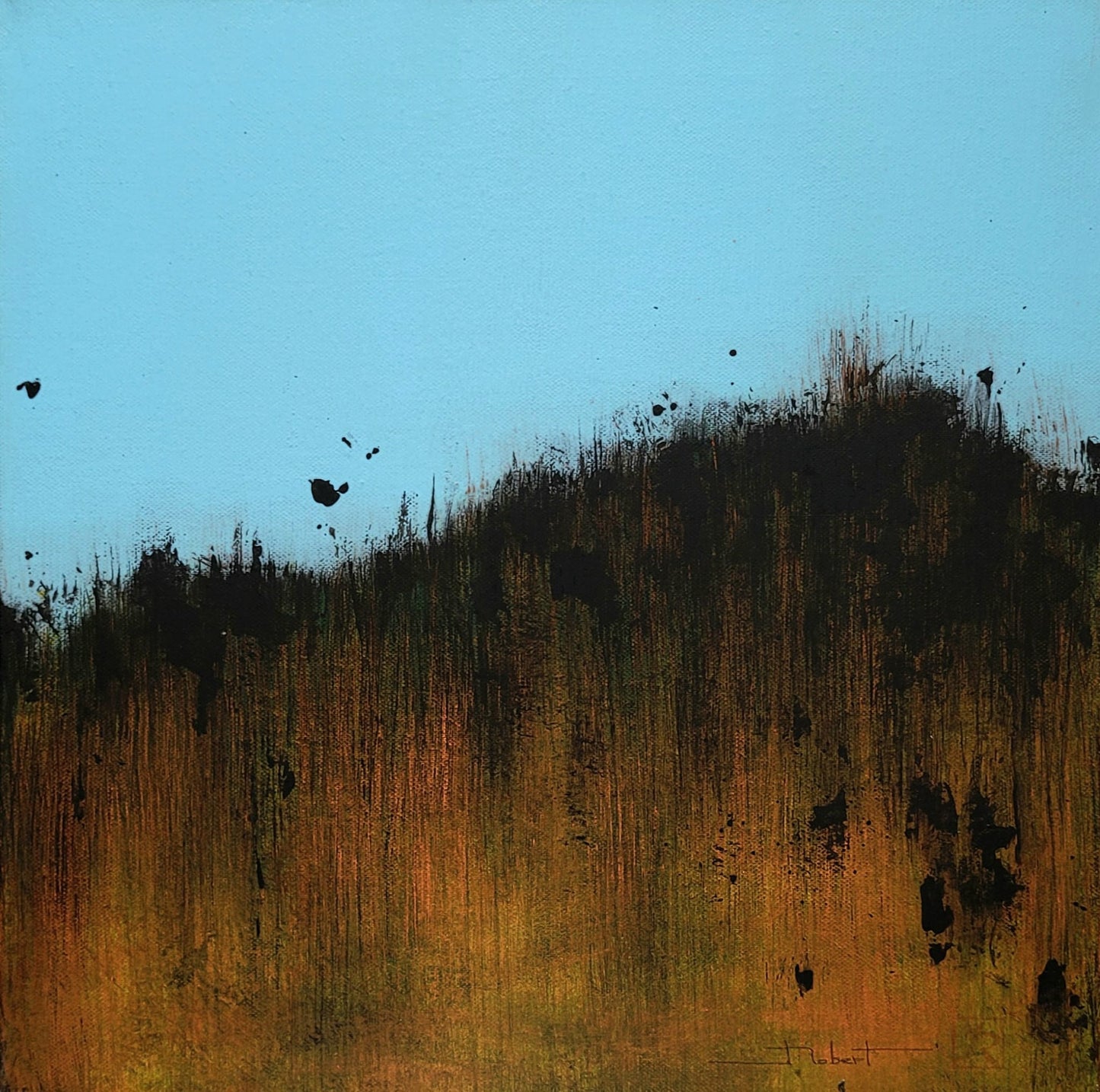 Horizon en mouvement, ou "Sans titre", série de 5 tableaux 40x40cm, non encadrés