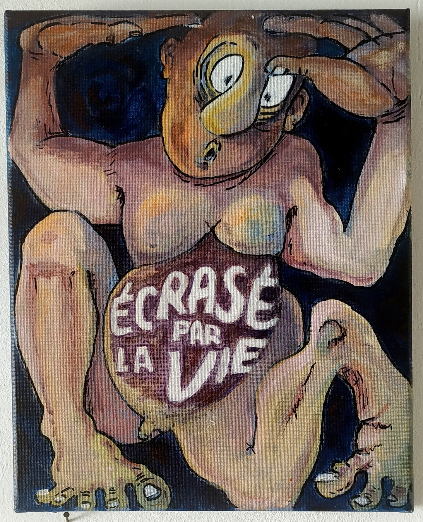 Les écrasés par la vie- Collection de 3 tableaux (38x55; 35x27; 50x40cm)