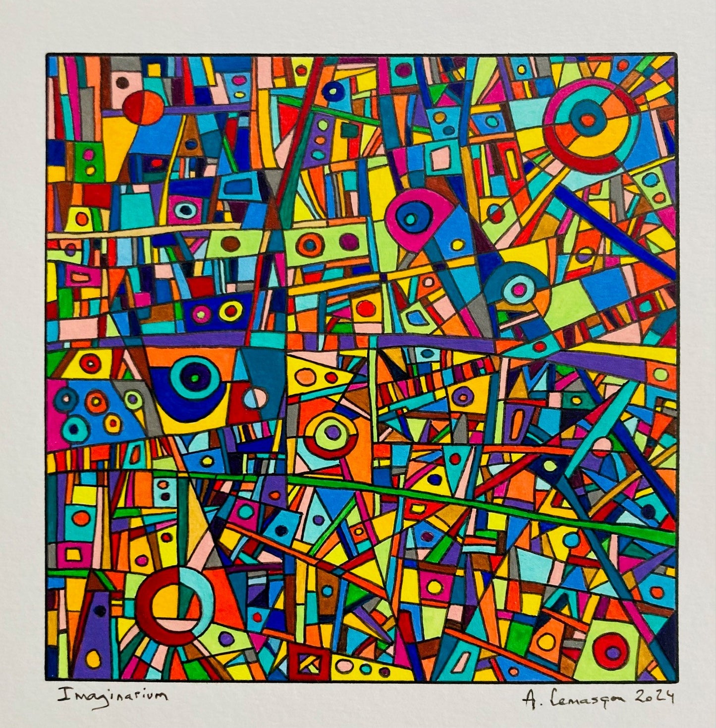 Imaginarium- (Format encadré bois noir 33x33cm, peinture 15x15cm)