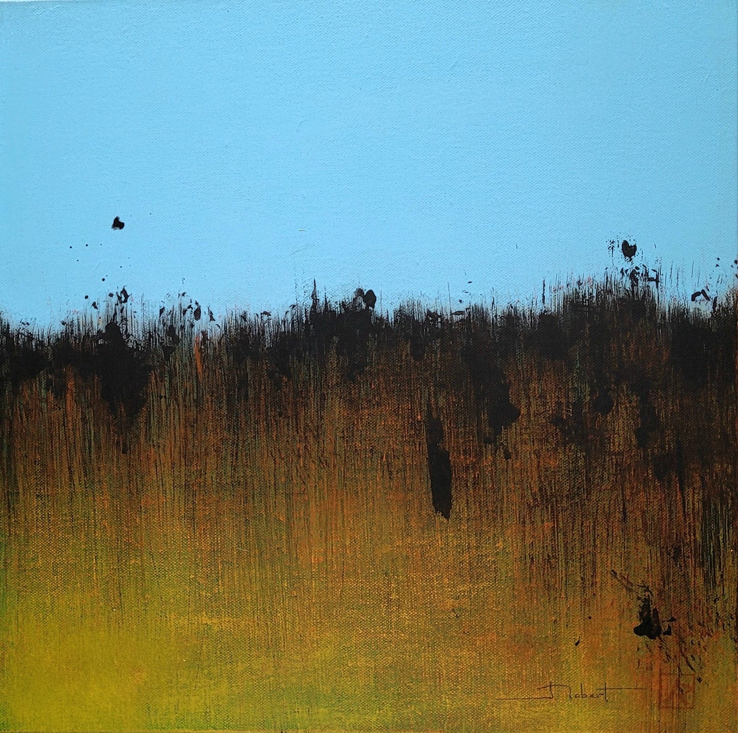 Horizon en mouvement, ou "Sans titre", série de 5 tableaux 40x40cm, non encadrés