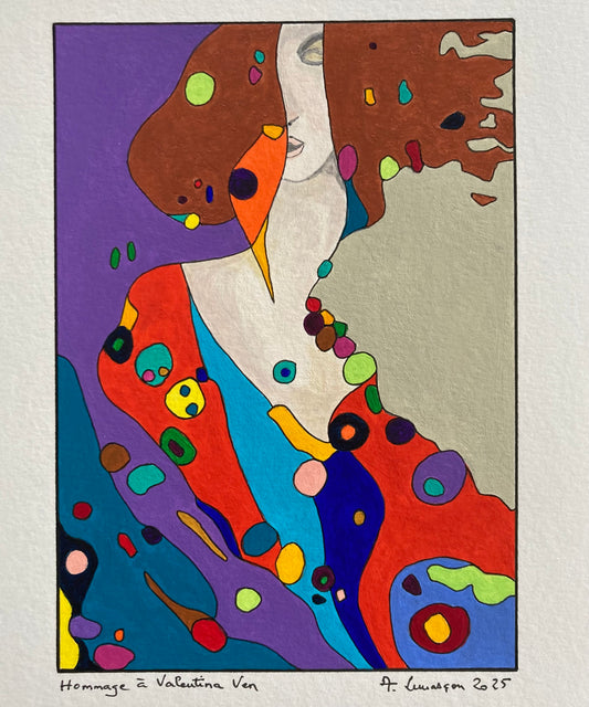 Hommage à Valentina Ven- 17x12 (format peinture) -40x30 (format encadré bois noir)