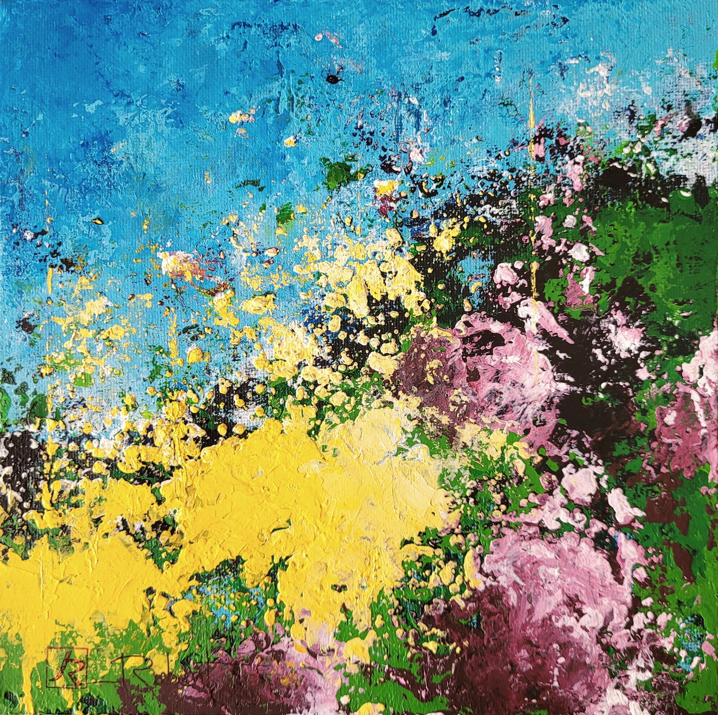 Sourires en fleurs (carton entoilé, 20x20cm)