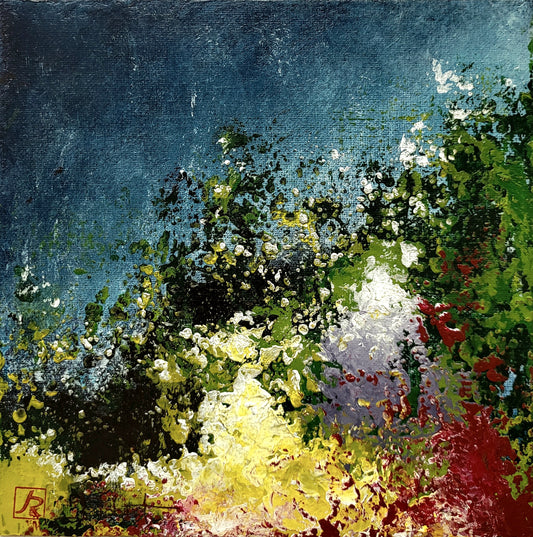 Pétales dans le vent (carton entoilé, 20x20cm)