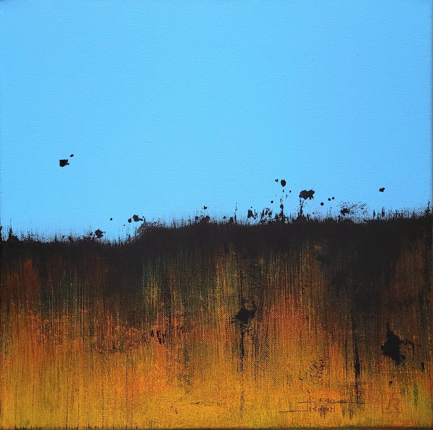 Horizon en mouvement, ou "Sans titre", série de 5 tableaux 40x40cm, non encadrés