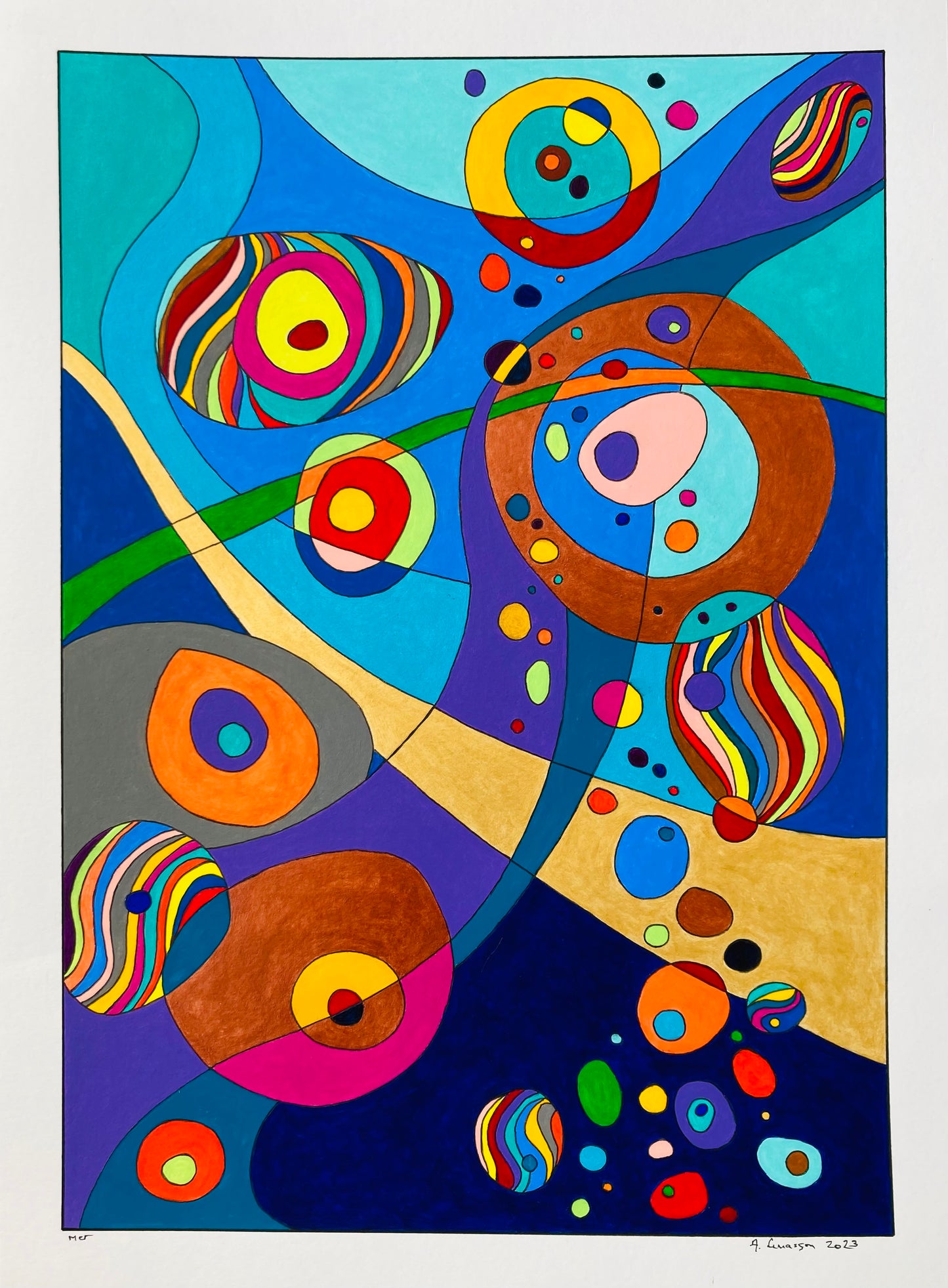 La Mer, série de 3 tableaux (36x25;22x14;28x18cm, format peinture) -(51x31;41x31;41x31cm, format encadré Alu Nielsen)