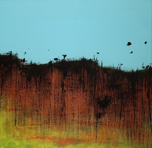 Horizon en mouvement, ou "Sans titre", série de 5 tableaux 40x40cm, non encadrés