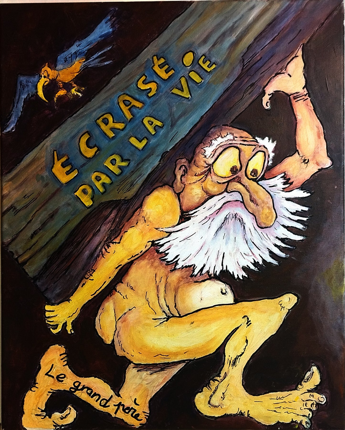 Les écrasés par la vie- Collection de 3 tableaux (38x55; 35x27; 50x40cm)