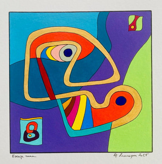 Escape Name- (Format encadré bois noir 33x33cm- peinture 15x15cm).