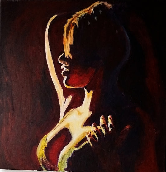 Femme de profil (format 40x40cm, non encadré)