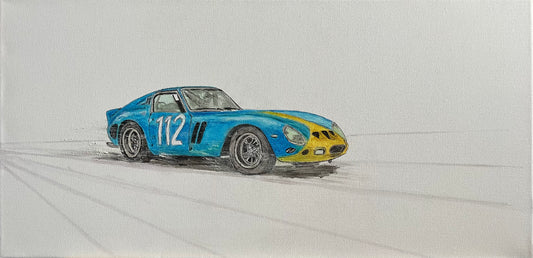 250 GTO en bleu et jaune (toile 30x60cm, non encadré)
