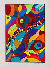 Paysages I et II- (Format encadré Alu Nielsen 43x31cm; peinture 27x19cm (I) et 22x15cm (II)).